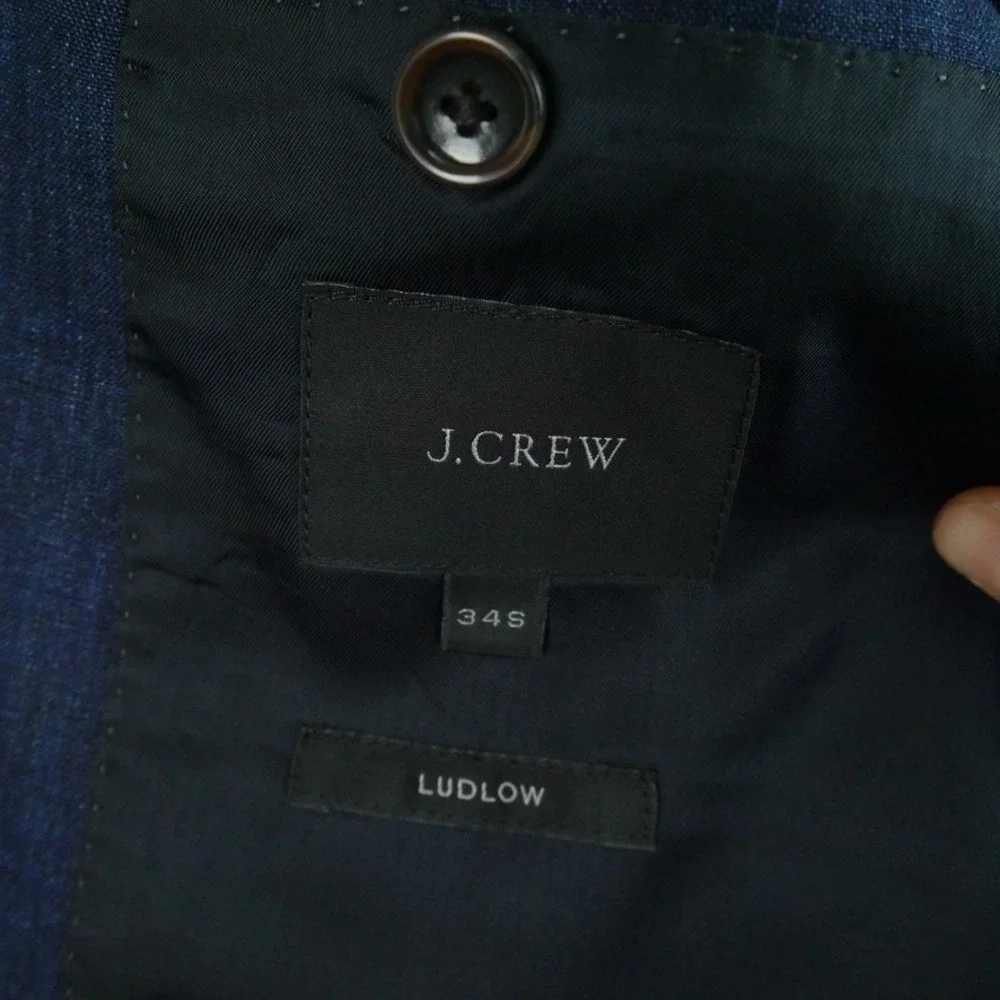 J.Crew Ludlow Suit Indigo Blue 100% Linen 34S Blazer 30x30 Pants Two Button